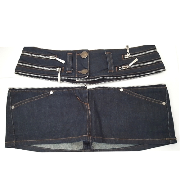 Italian Biker Skort💙90's Blue Denim Mini Skort💙 Heans Short-Skirt - Picture 8 of 15